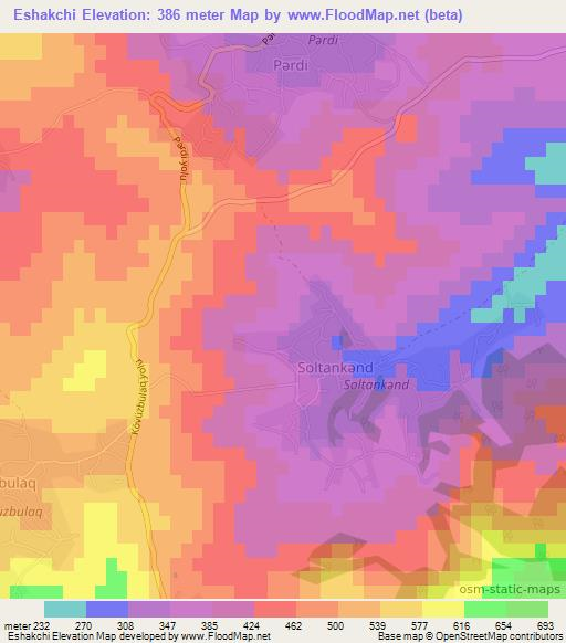 Eshakchi,Azerbaijan Elevation Map