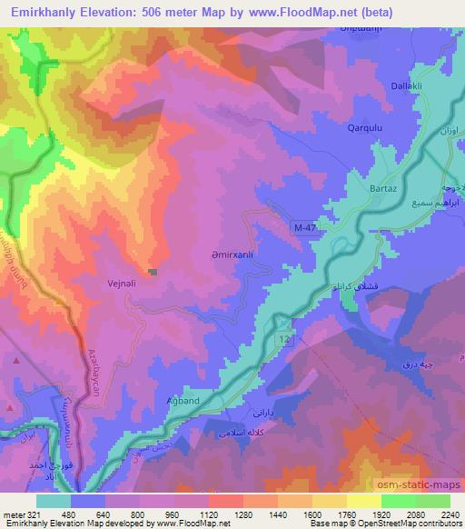 Emirkhanly,Azerbaijan Elevation Map
