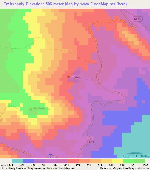 Emirkhanly,Azerbaijan Elevation Map