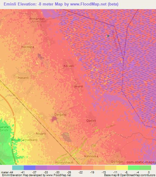 Eminli,Azerbaijan Elevation Map