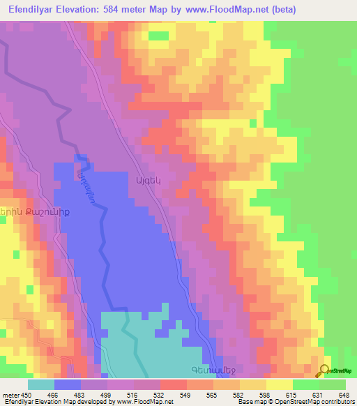 Efendilyar,Azerbaijan Elevation Map