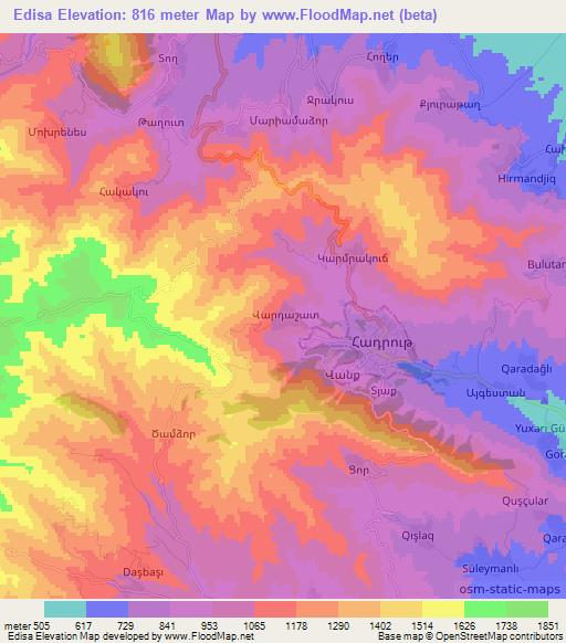 Edisa,Azerbaijan Elevation Map