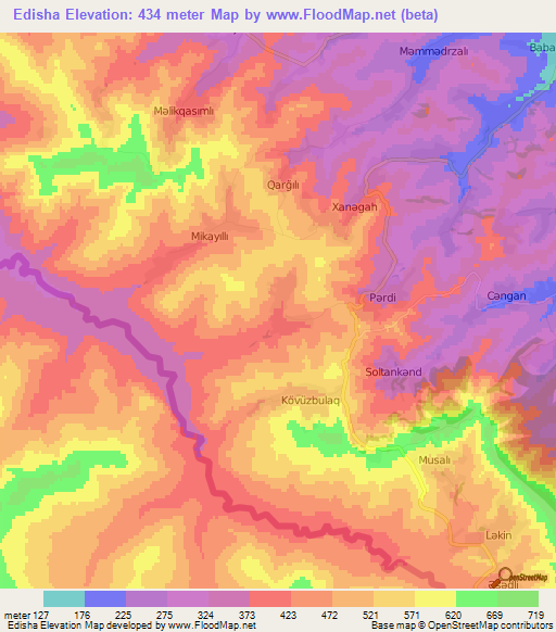Edisha,Azerbaijan Elevation Map