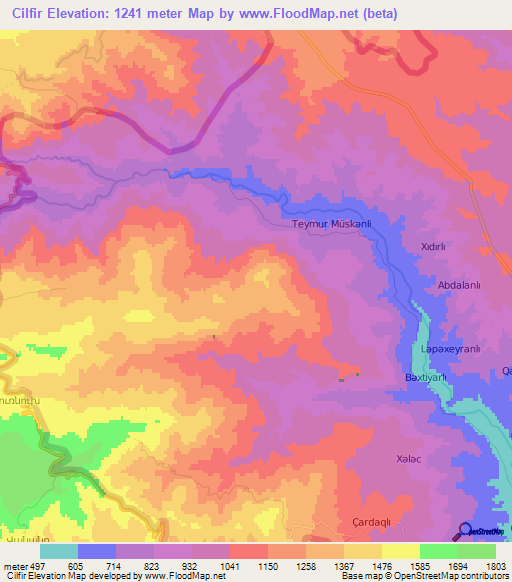 Cilfir,Azerbaijan Elevation Map