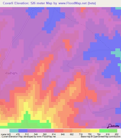 Cuvarli,Azerbaijan Elevation Map