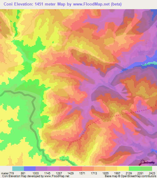 Coni,Azerbaijan Elevation Map