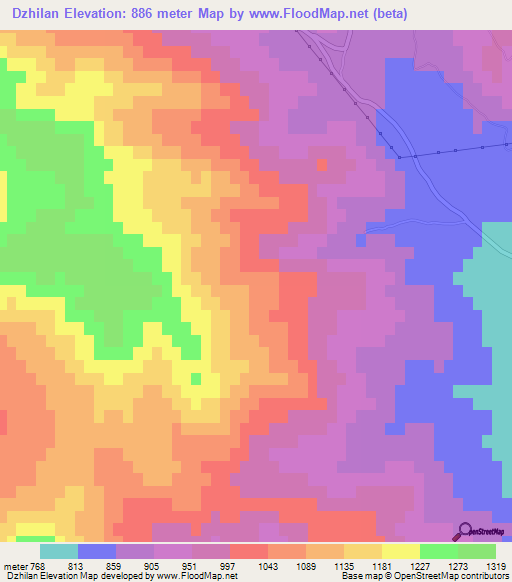 Dzhilan,Azerbaijan Elevation Map