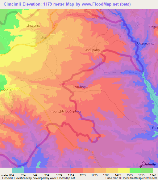 Cimcimli,Azerbaijan Elevation Map