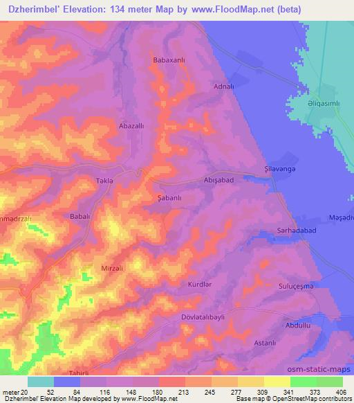 Dzherimbel',Azerbaijan Elevation Map