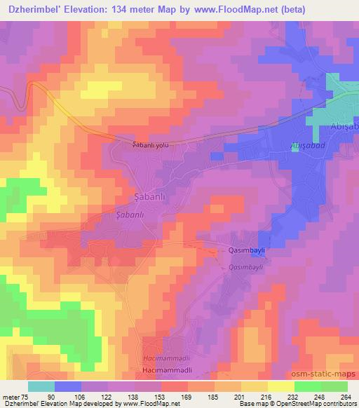 Dzherimbel',Azerbaijan Elevation Map