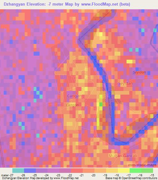 Dzhangyan,Azerbaijan Elevation Map