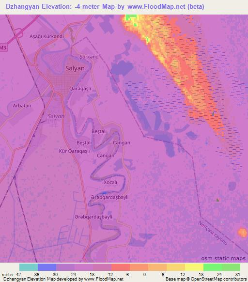 Dzhangyan,Azerbaijan Elevation Map