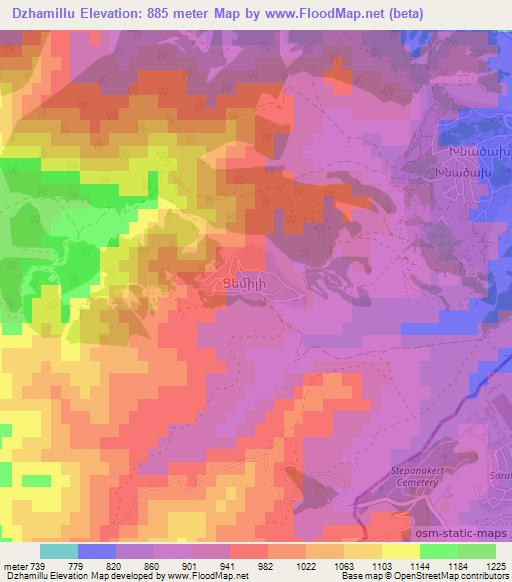 Dzhamillu,Azerbaijan Elevation Map