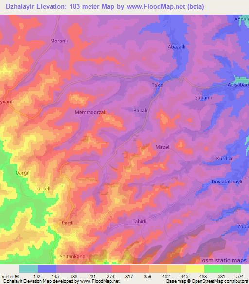 Dzhalayir,Azerbaijan Elevation Map