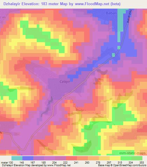 Dzhalayir,Azerbaijan Elevation Map