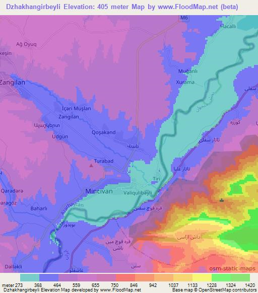 Dzhakhangirbeyli,Azerbaijan Elevation Map