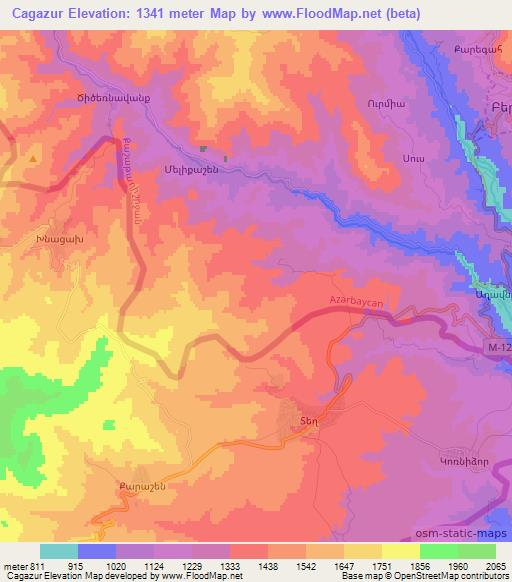 Cagazur,Azerbaijan Elevation Map
