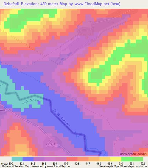 Dzhafarli,Azerbaijan Elevation Map