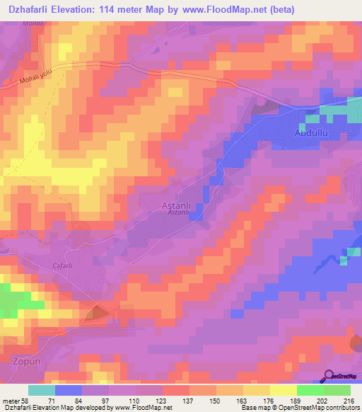 Dzhafarli,Azerbaijan Elevation Map