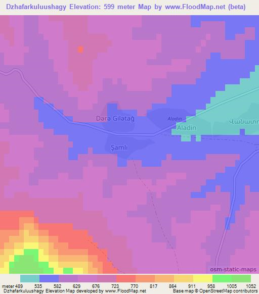 Dzhafarkuluushagy,Azerbaijan Elevation Map