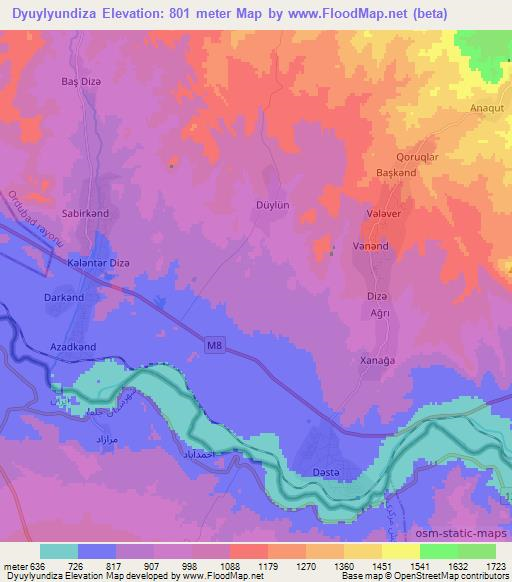 Dyuylyundiza,Azerbaijan Elevation Map