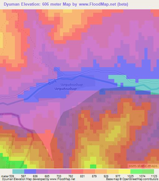 Dyuman,Azerbaijan Elevation Map