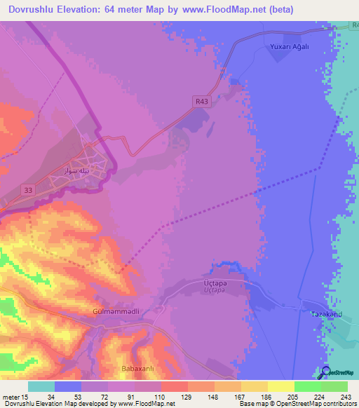 Dovrushlu,Azerbaijan Elevation Map