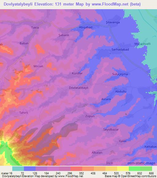 Dovlyatalybeyli,Azerbaijan Elevation Map