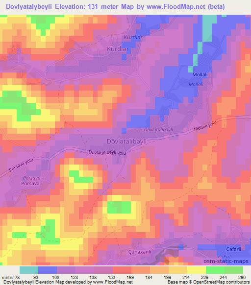 Dovlyatalybeyli,Azerbaijan Elevation Map