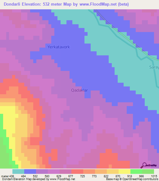 Dondarli,Azerbaijan Elevation Map