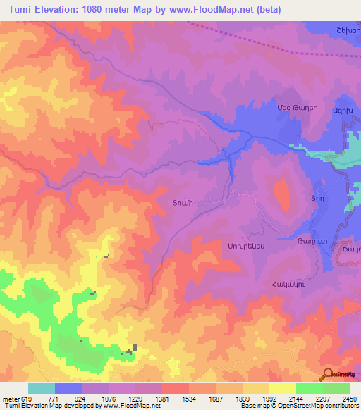 Tumi,Azerbaijan Elevation Map