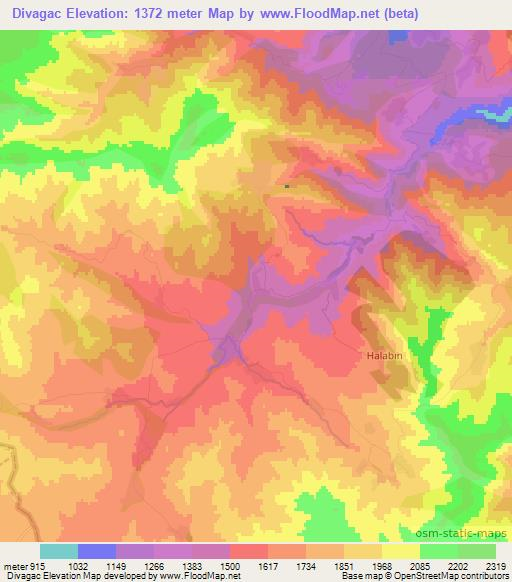 Divagac,Azerbaijan Elevation Map