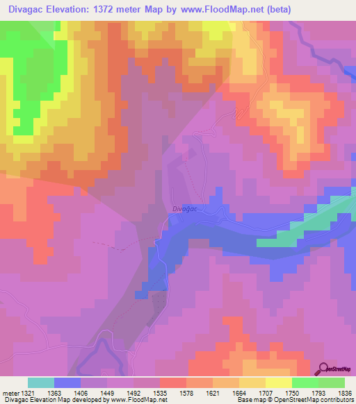 Divagac,Azerbaijan Elevation Map