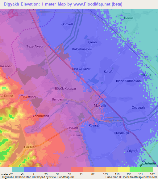 Digyakh,Azerbaijan Elevation Map