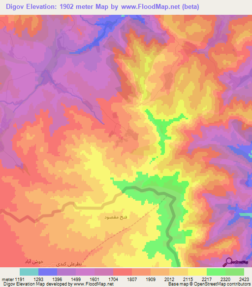 Digov,Azerbaijan Elevation Map