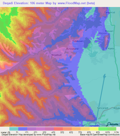 Deqadi,Azerbaijan Elevation Map