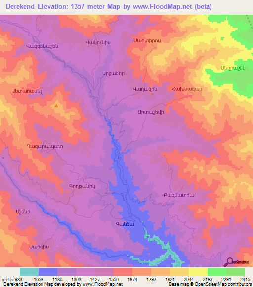 Derekend,Azerbaijan Elevation Map