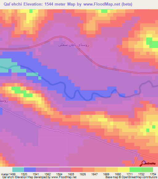 Qal`ehchi,Iran Elevation Map