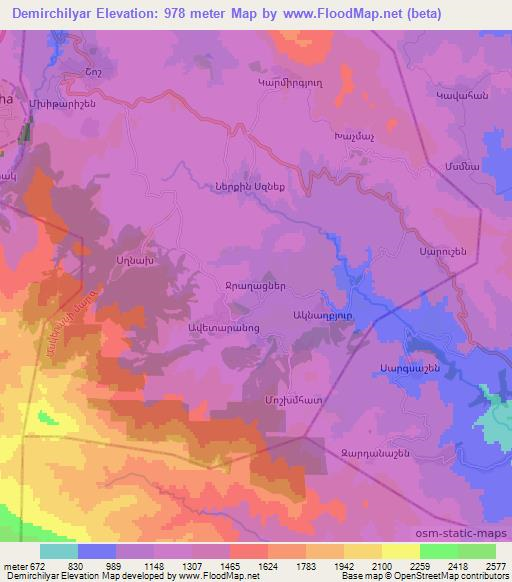 Demirchilyar,Azerbaijan Elevation Map