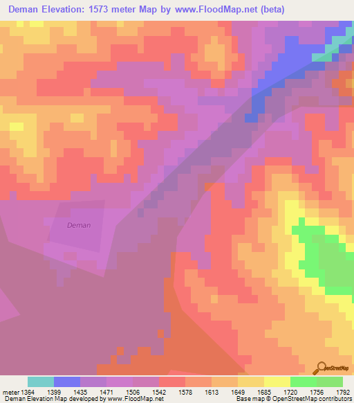 Deman,Azerbaijan Elevation Map
