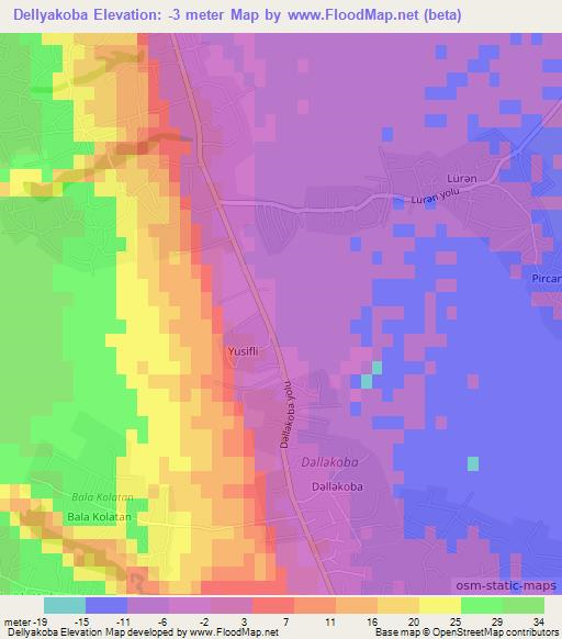 Dellyakoba,Azerbaijan Elevation Map