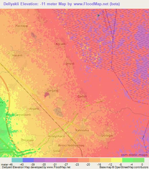 Dellyakli,Azerbaijan Elevation Map