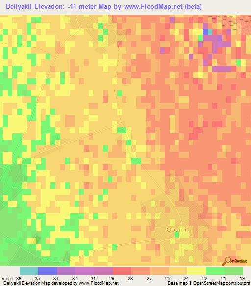 Dellyakli,Azerbaijan Elevation Map