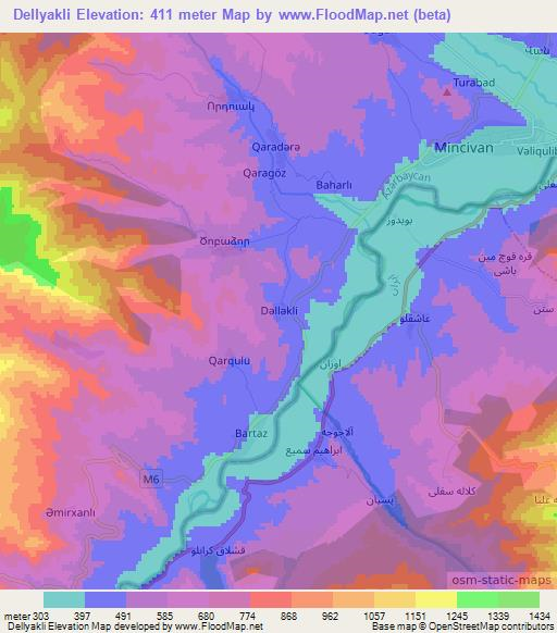 Dellyakli,Azerbaijan Elevation Map