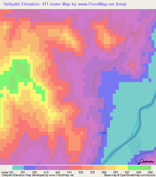 Dellyakli,Azerbaijan Elevation Map