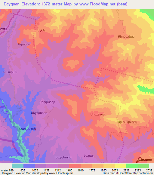 Daygyan,Azerbaijan Elevation Map