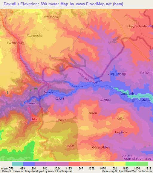 Davudlu,Azerbaijan Elevation Map