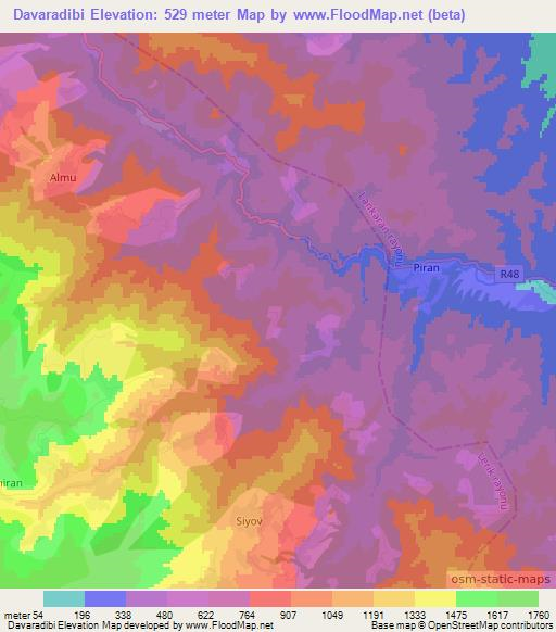 Davaradibi,Azerbaijan Elevation Map