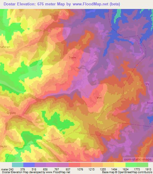 Dostar,Azerbaijan Elevation Map