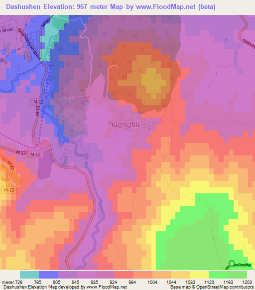 Dashushen,Azerbaijan Elevation Map